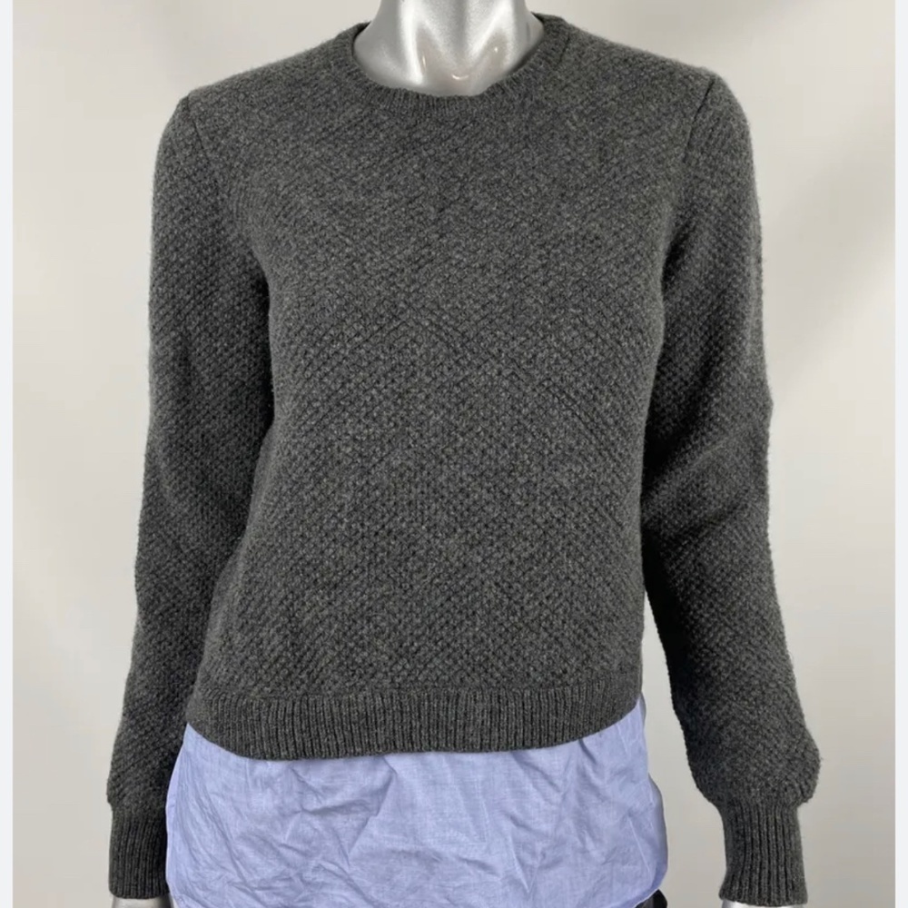 J.Crew Gray Lambswool Long Sleeve Sweater XS Blue Shirttail Zipper